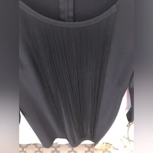 NWT Emaline Black Long Sleeve Fitted Sheath Dress Unique Fringe Detail Size PM